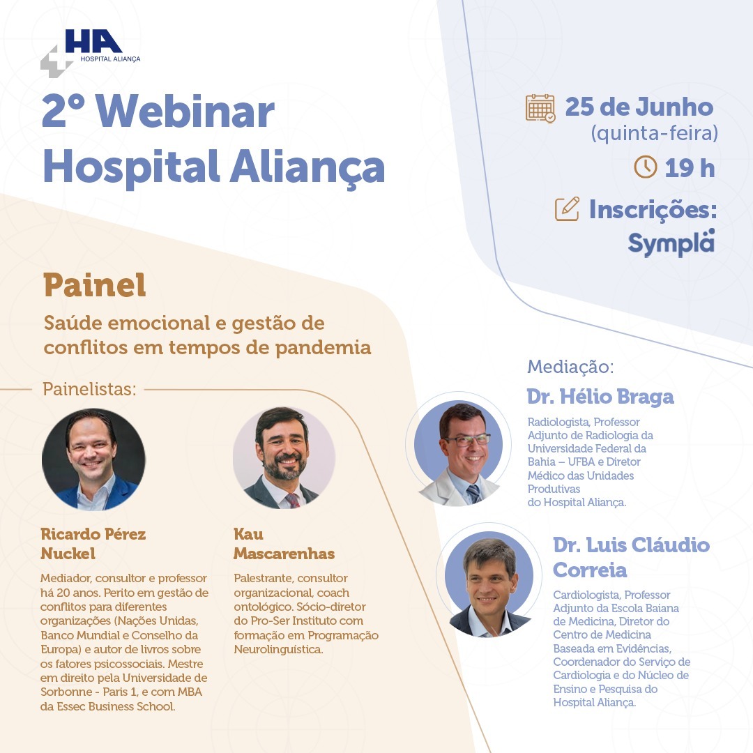 Hospital Aliança realiza webinar sobre Saúde emocional e gestão de conflitos em tempos de pandemia